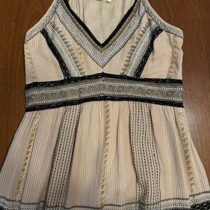 Anthropologie Beige Tank Top with Black Trim